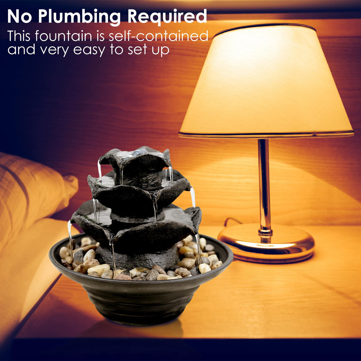 Waterfall Water Feature Indoor With LED by GEEZY - UKBuyZone