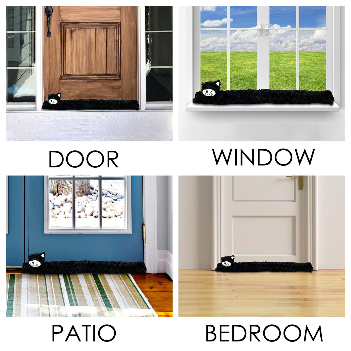 Novelty Black Cat Draught Excluder for Doors by GEEZY - UKBuyZone