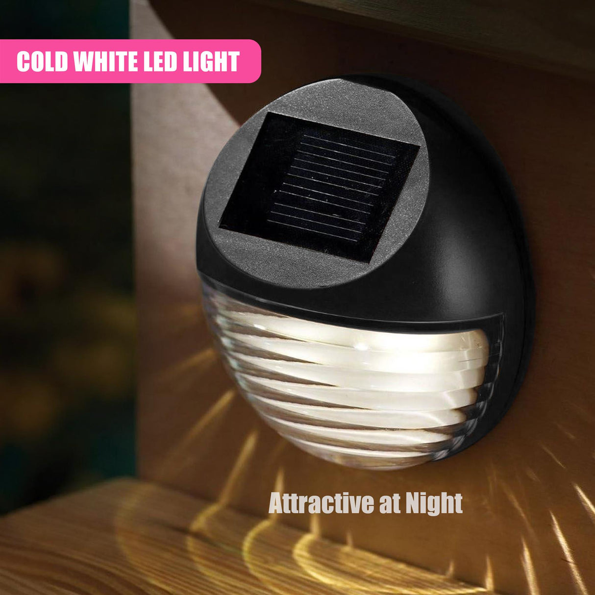 Solar Fence Lights, Set of 4 – Cold White LED, Black by GEEZY - UKBuyZone