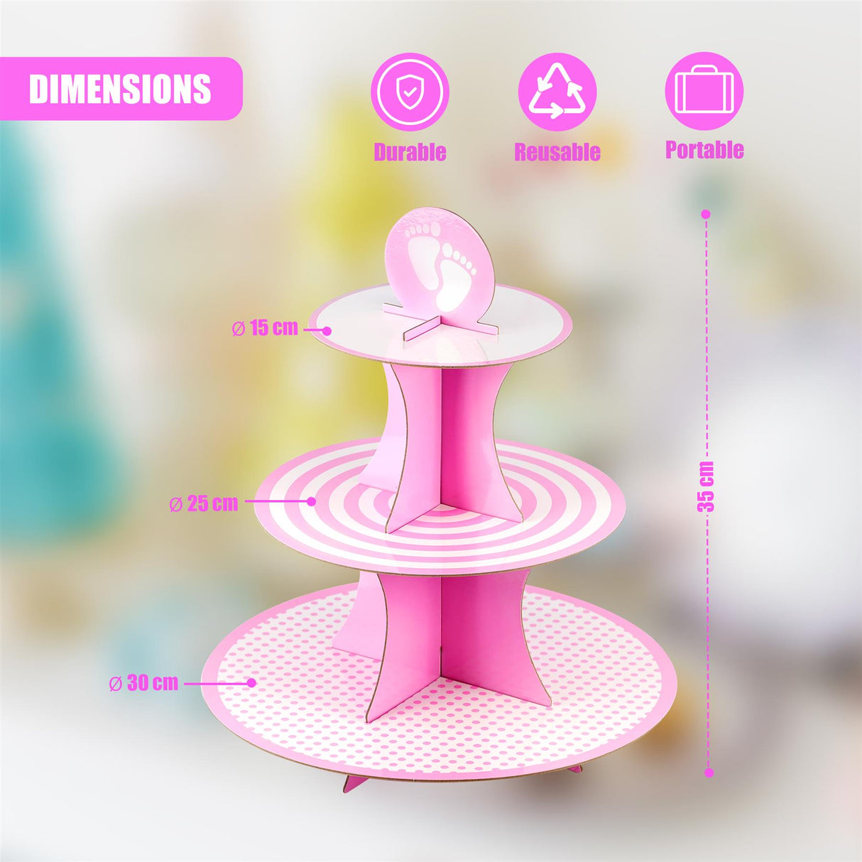 3 Tier Cardboard Cupcake Stand by GEEZY - UKBuyZone