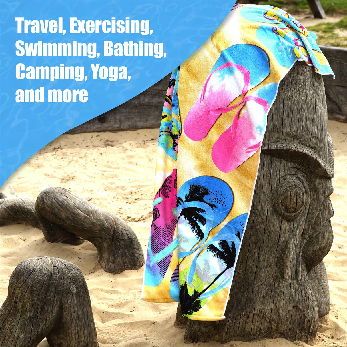 Beach Bath Towel Flip Flop Design Microfibre Towel by GEEZY - UKBuyZone