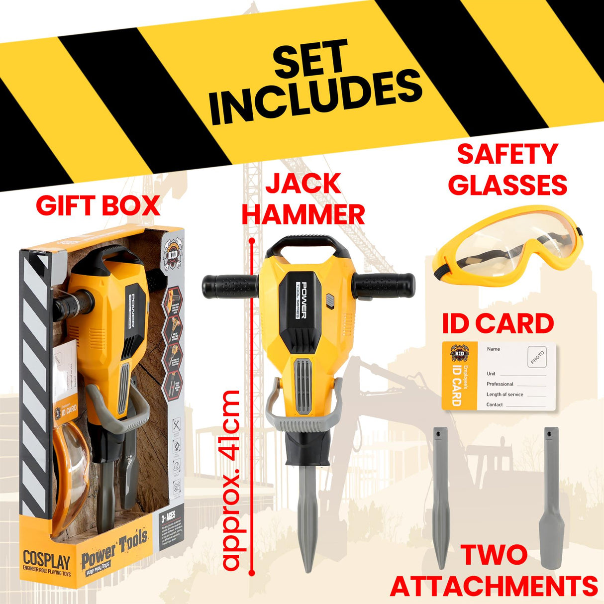 Kids Pretend Jackhammer Toy by The Magic Toy Shop - UKBuyZone