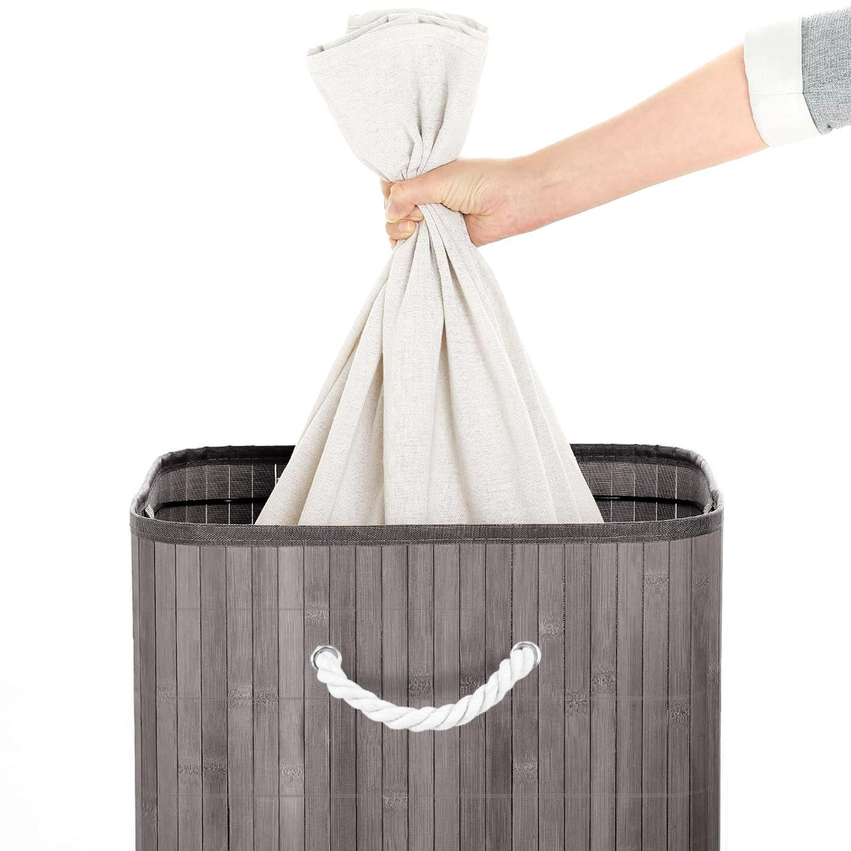 Rectangular Bamboo Basket Grey by GEEZY - UKBuyZone