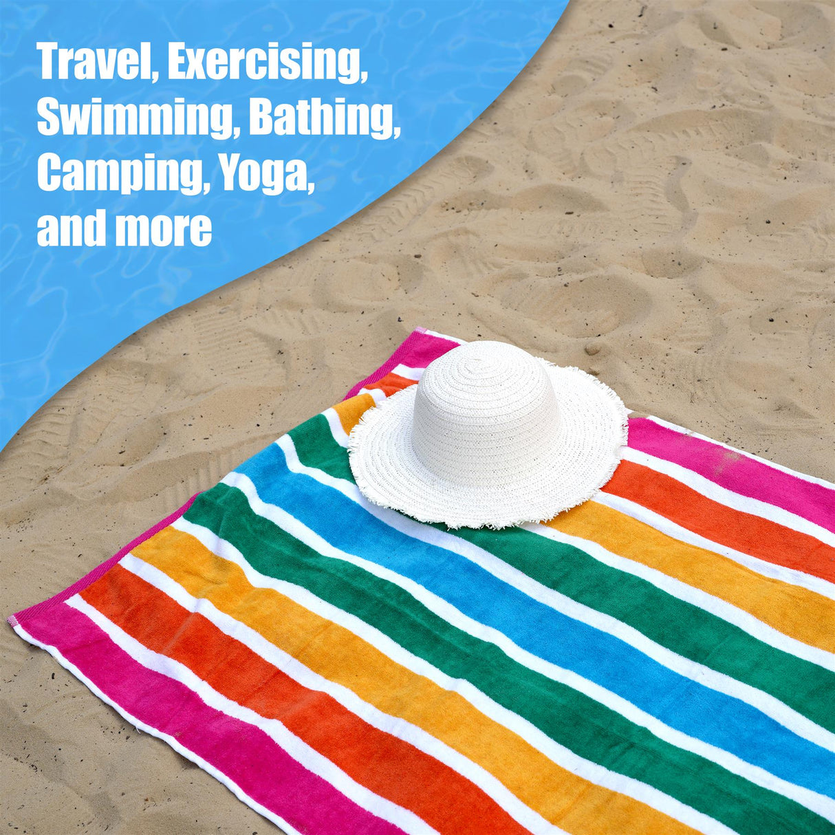 Velour Striped Beach Towel Tropical Burst by Geezy - UKBuyZone