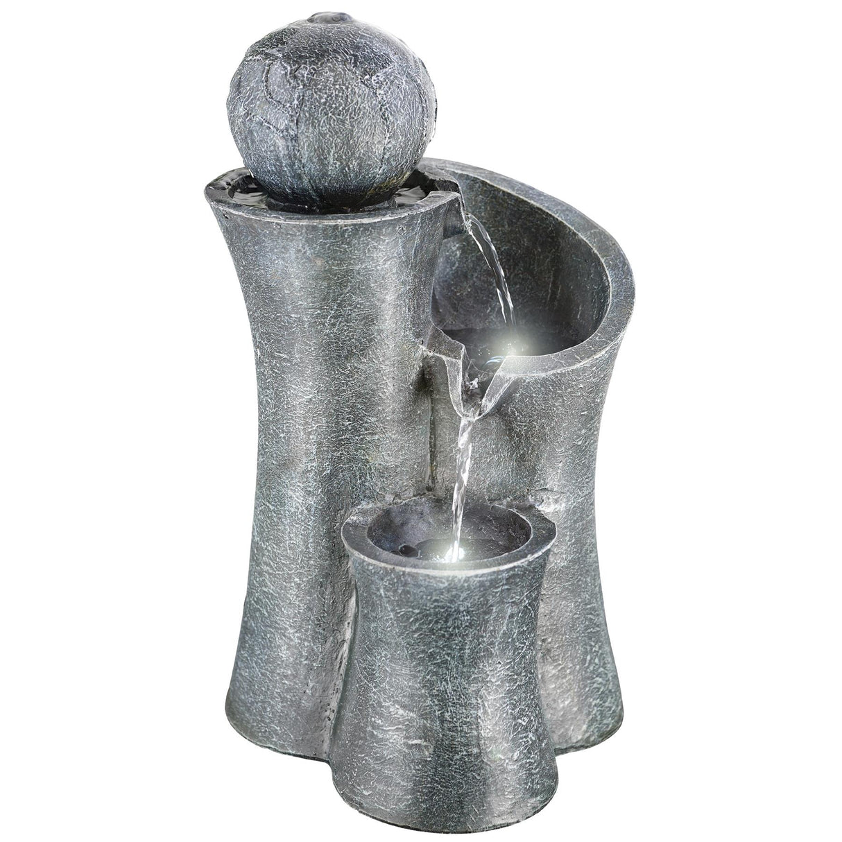 Ball on Top Water Feature Outdoor With LED by GEEZY - UKBuyZone
