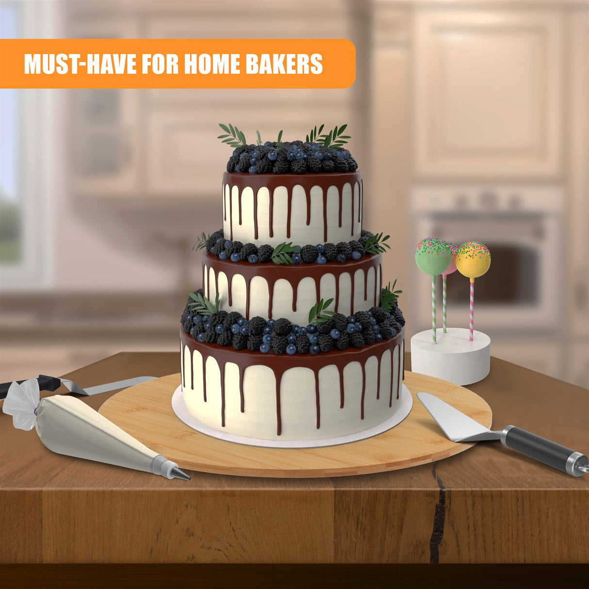 Bamboo Wooden Rotating Turntable 35cm by GEEZY - UKBuyZone