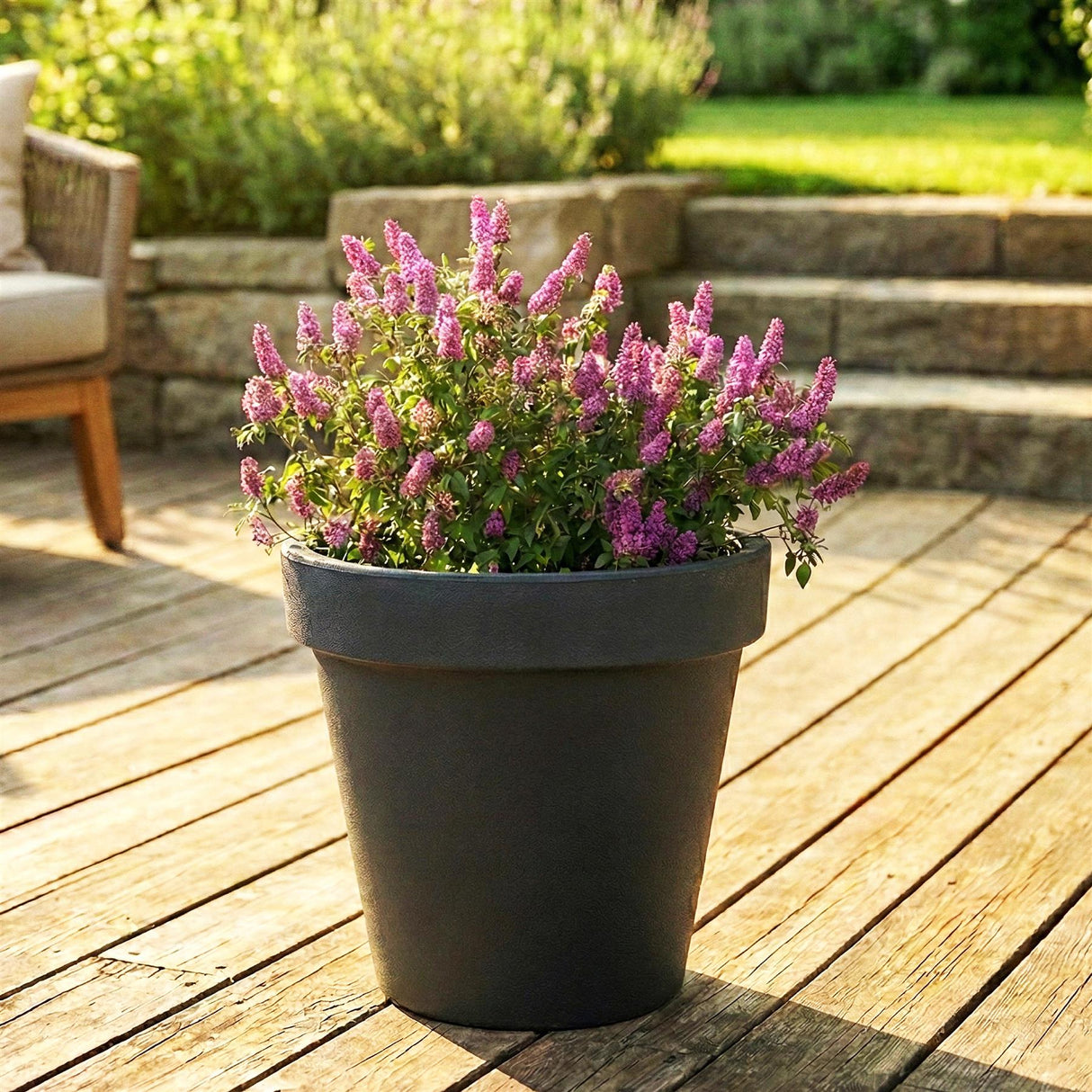 Anthracite Round Flower Planter 26 cm