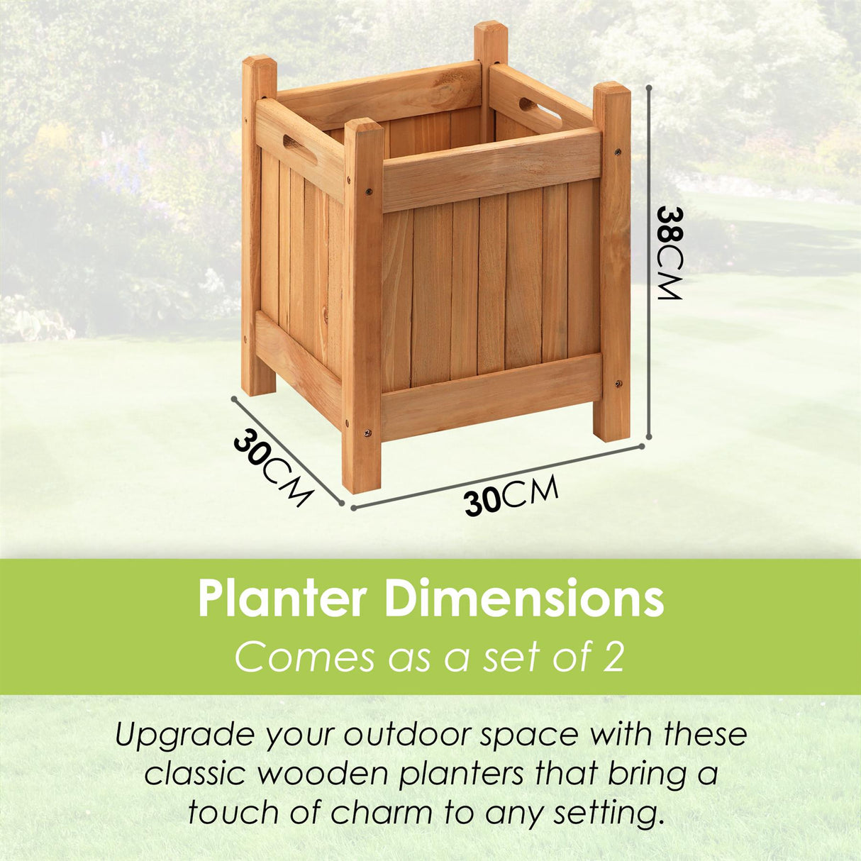 Wooden Planters Square Set of 2 by GEEZY - UKBuyZone