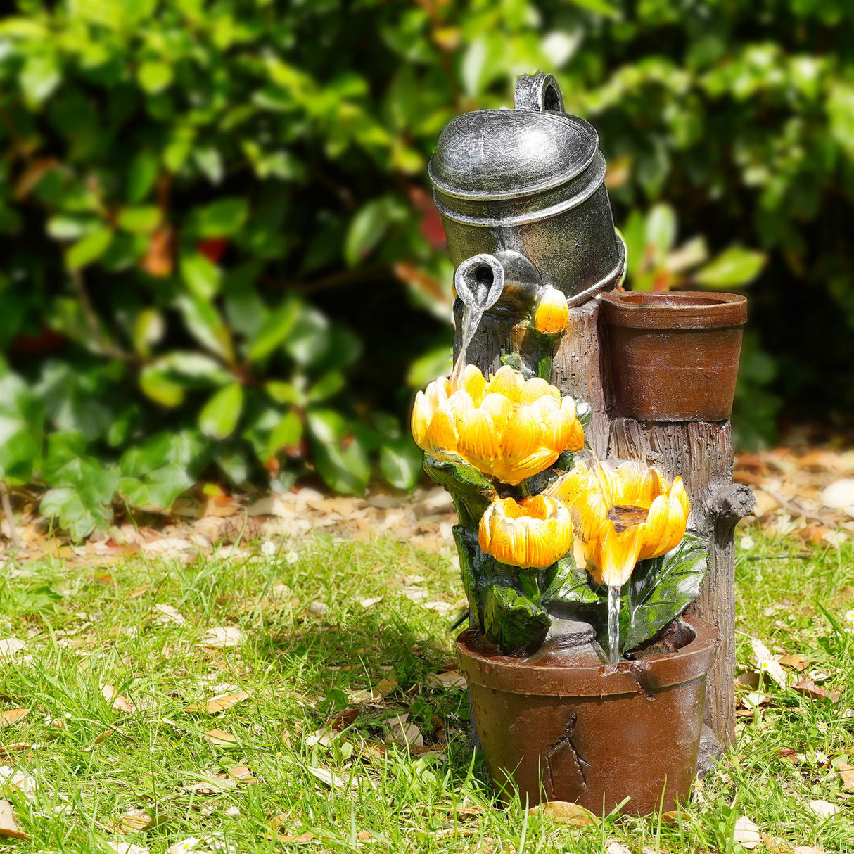 Sunflower Solar Water Feature Outdoor With LED by GEEZY - UKBuyZone