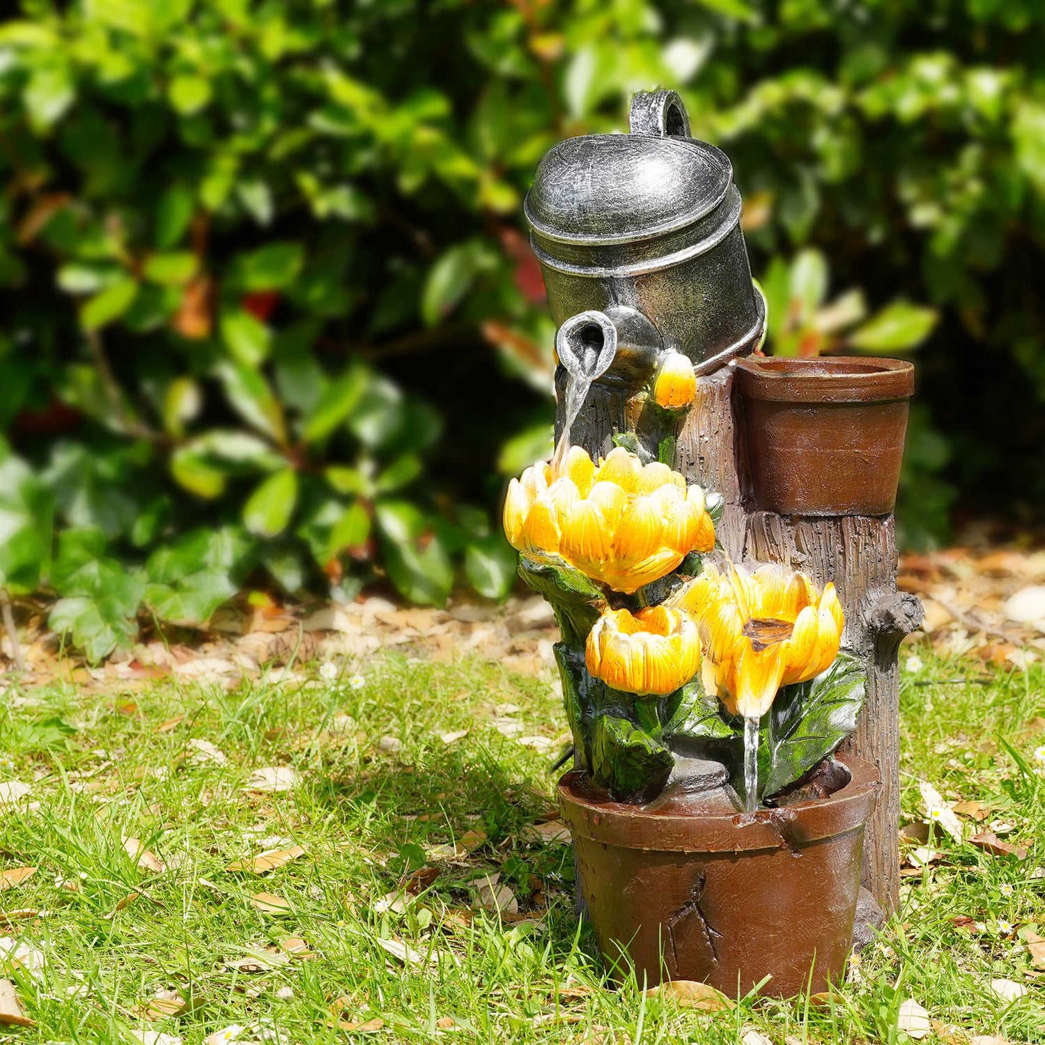 Sunflower Solar Water Feature Outdoor With LED by GEEZY - UKBuyZone