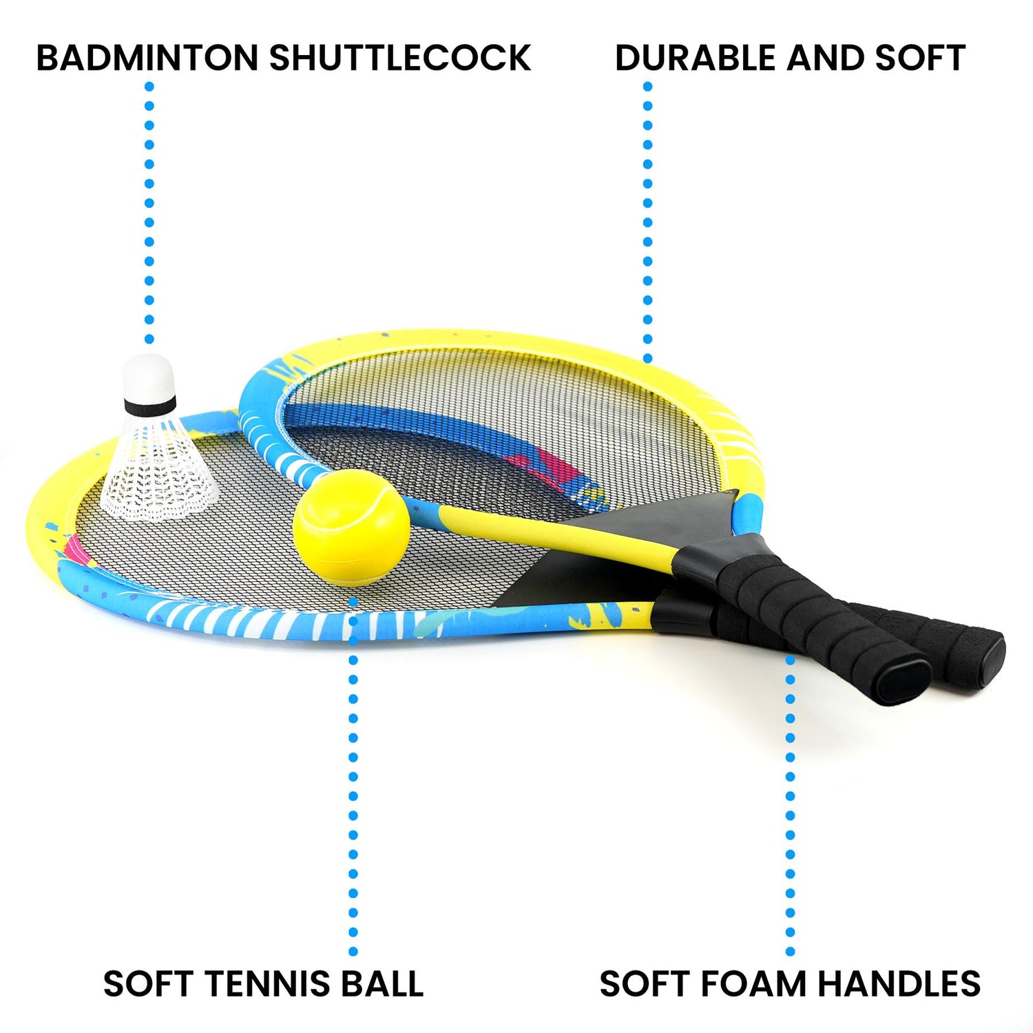 2 Player Tennis Set with Ball and Shuttlecock by The Magic Toy Shop - UKBuyZone