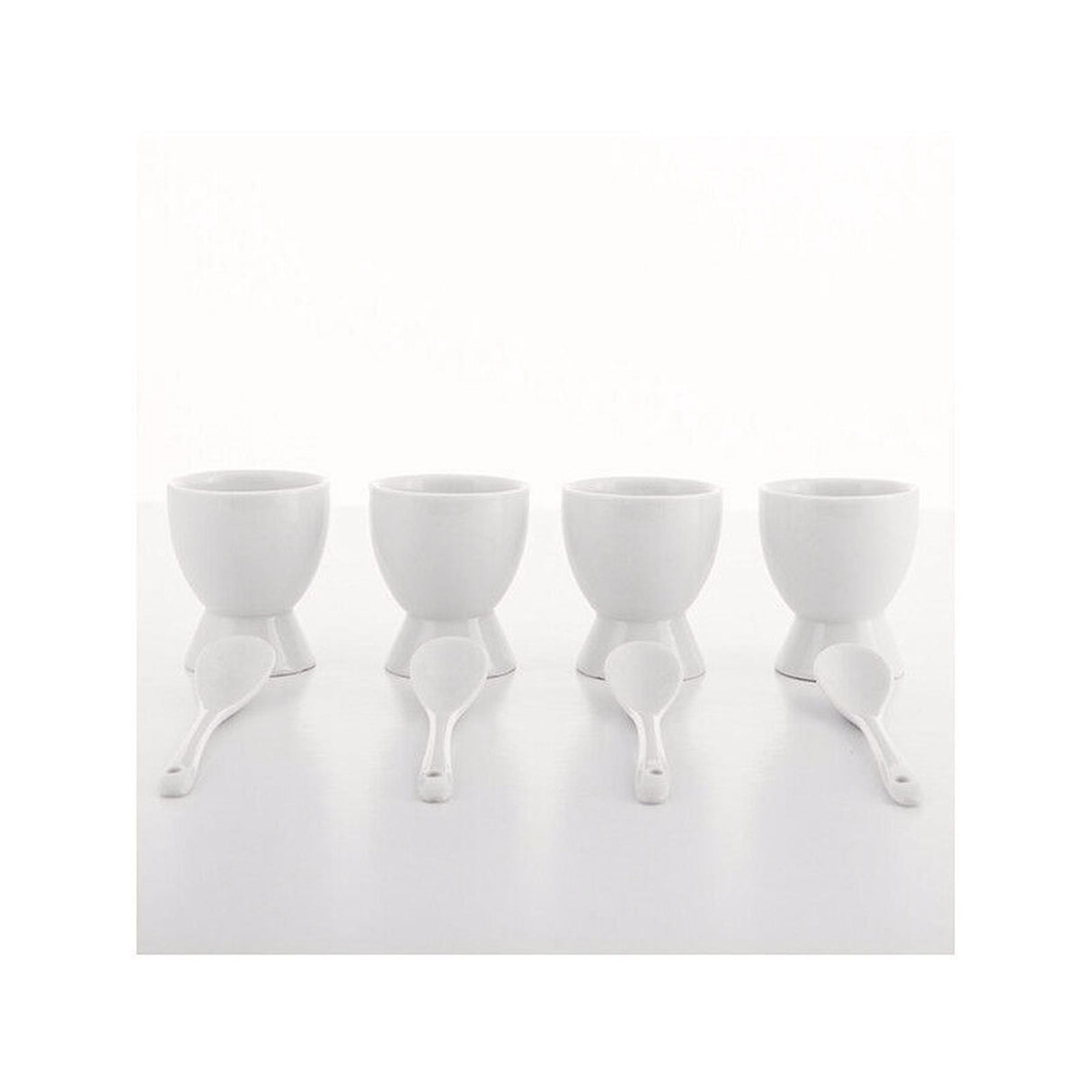 Set of 4 Ceramic Egg Cups with Spoons