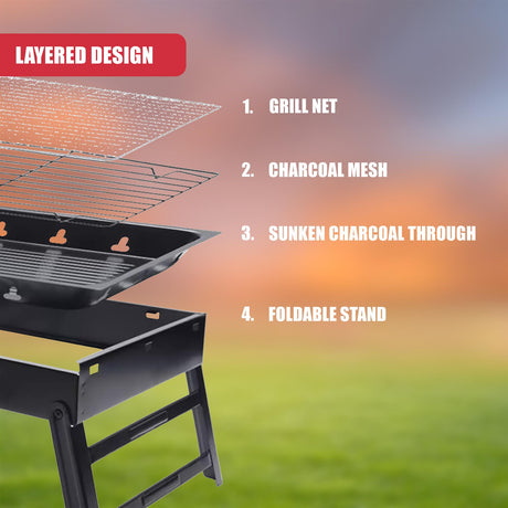 Portable Charcoal BBQ Grill by GEEZY - UKBuyZone