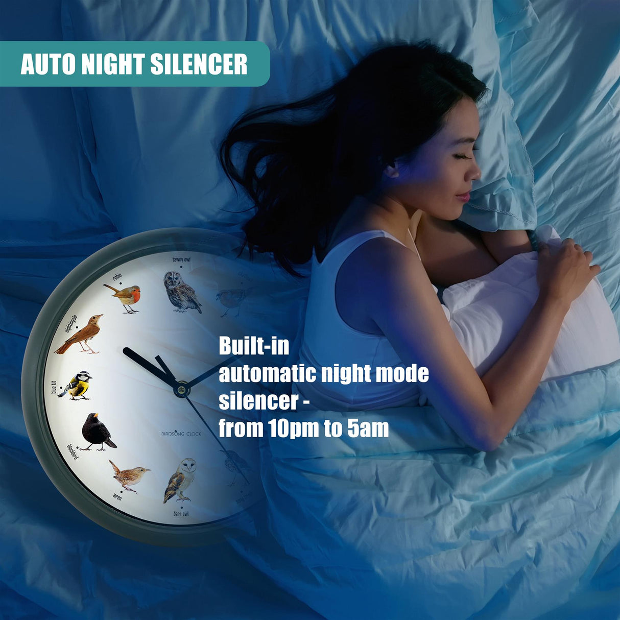 Birdsong Wall Clock with 12 Songs by GEEZY - UKBuyZone