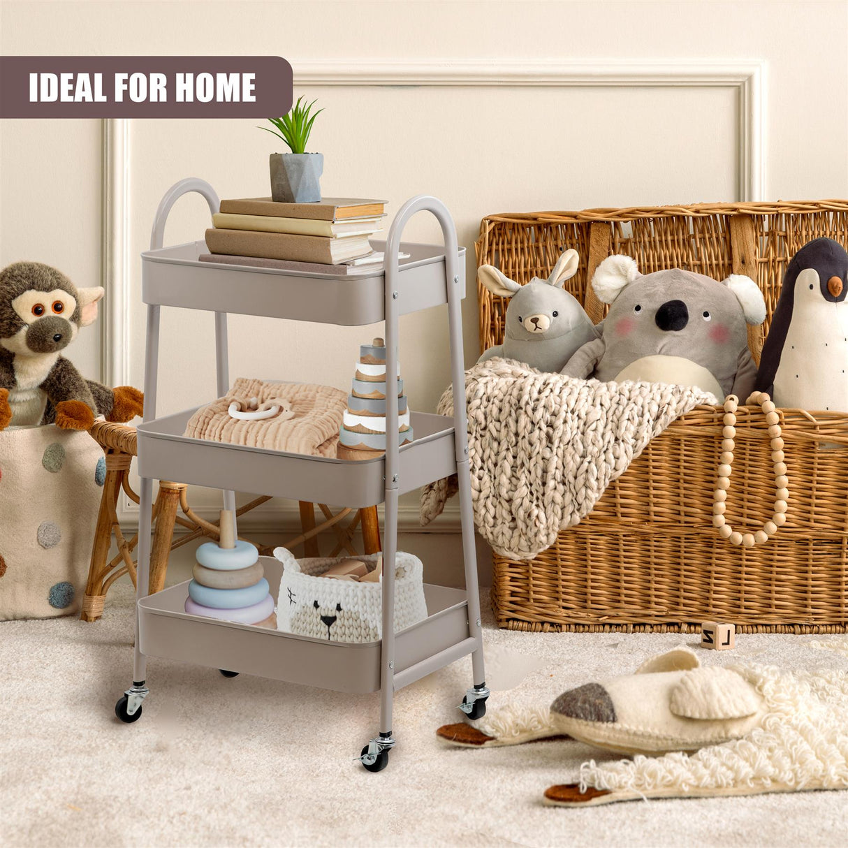 3 Tier Storage Trolley on Wheels by GEEZY - UKBuyZone