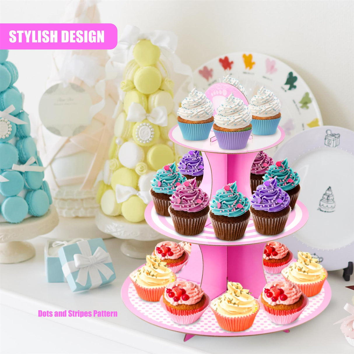 3 Tier Cardboard Cupcake Stand by GEEZY - UKBuyZone