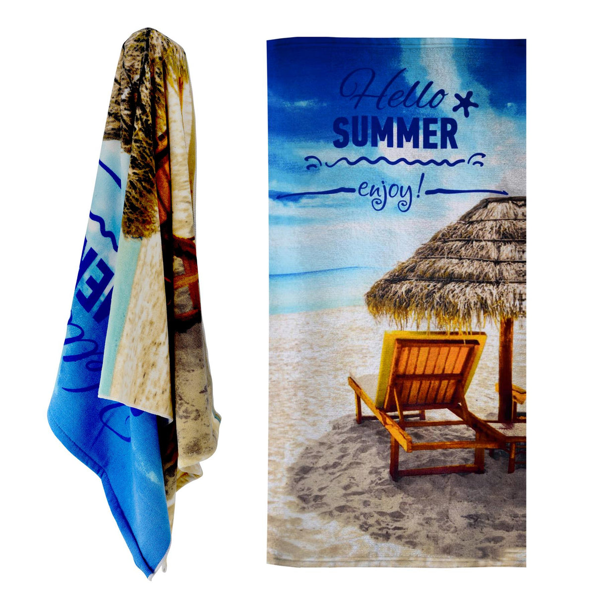 Hello Summer Design Large Towel by Geezy - UKBuyZone