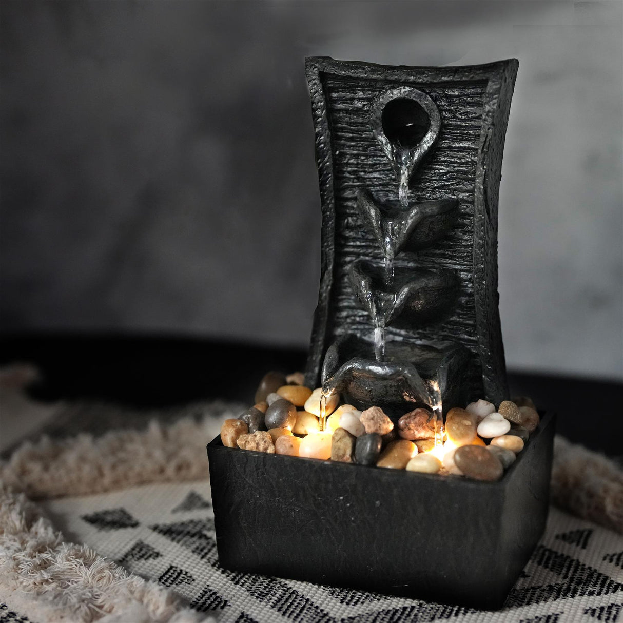 Tiers Water Feature Indoor With LED by GEEZY - UKBuyZone