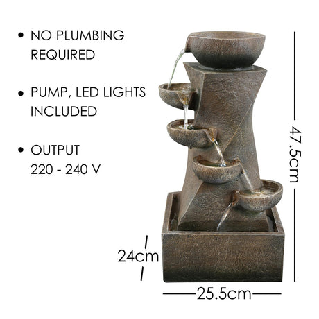Cascading Water Feature Outdoor With LED by GEEZY - UKBuyZone