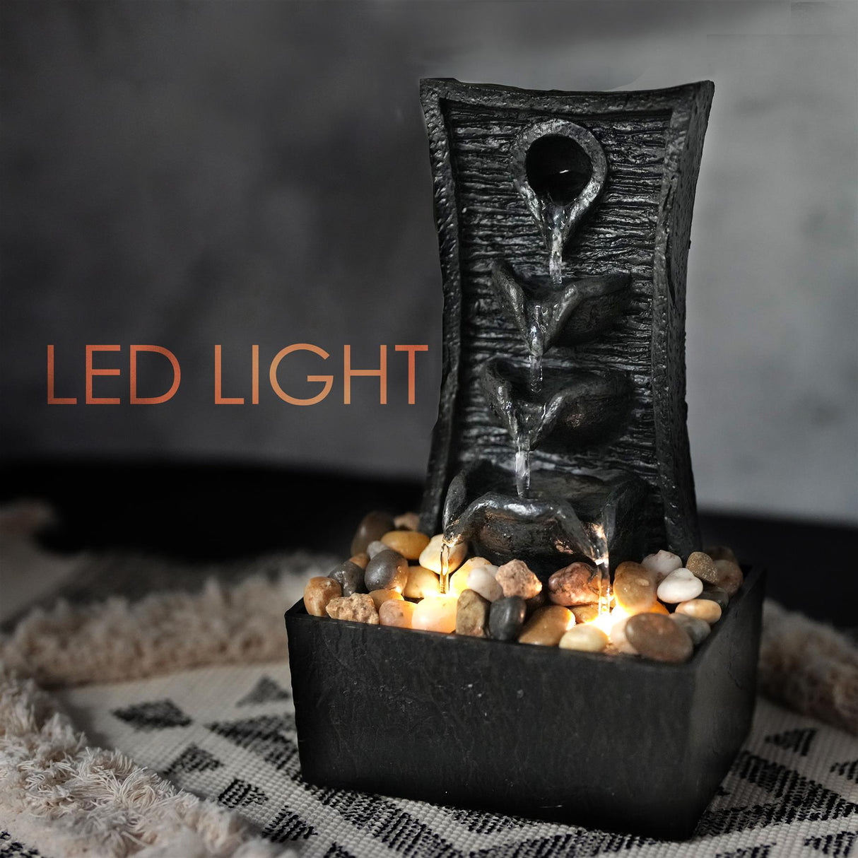 Tiers Water Feature Indoor With LED by GEEZY - UKBuyZone