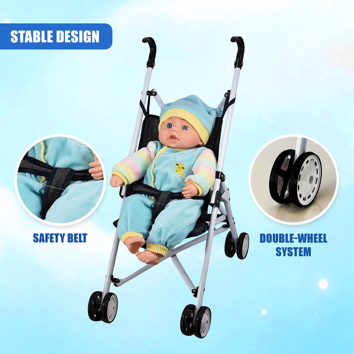 Black Baby Doll Foldable Stroller by BiBi Doll - UKBuyZone
