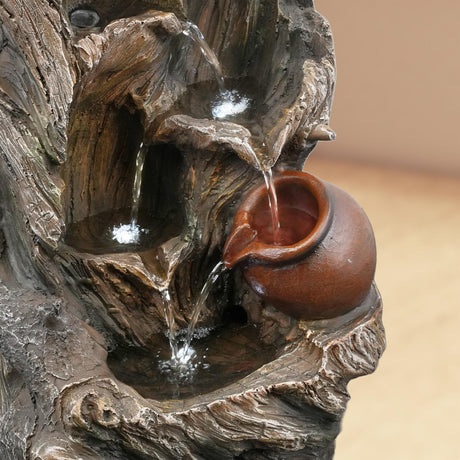 Tree Log Water Feature Outdoor With LED by GEEZY - UKBuyZone