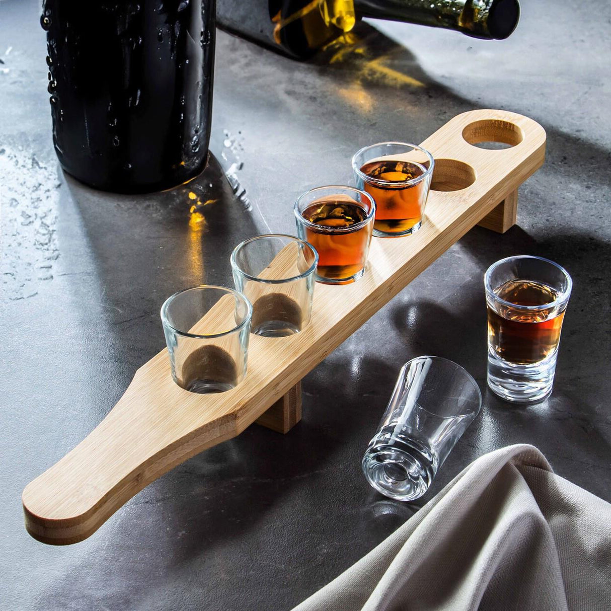 Set of 6 Shot Glasses with Wooden Holder - 40ml by GEEZY - UKBuyZone