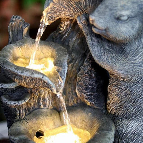 Rabbit Solar Water Feature Outdoor With LED by GEEZY - UKBuyZone