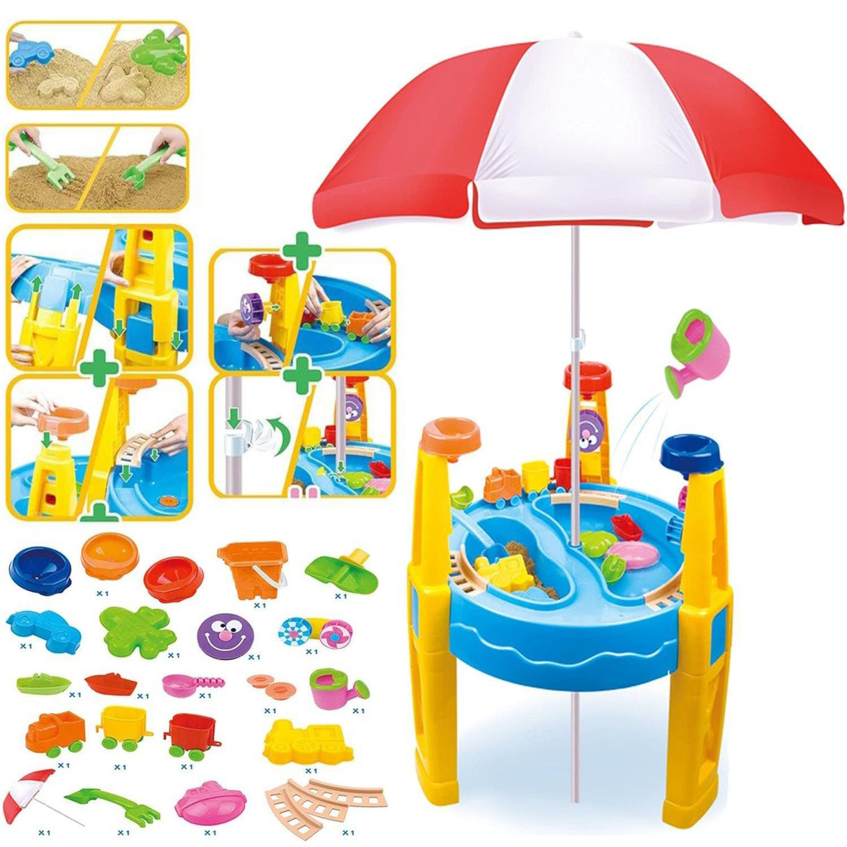 Sand and Water Table with Parasol by The Magic Toy Shop - UKBuyZone