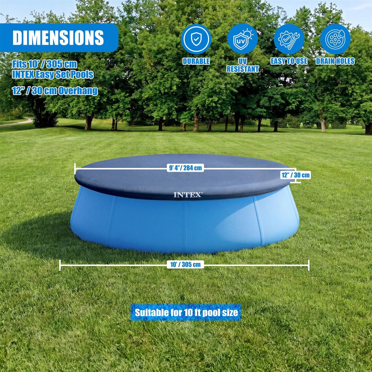 INTEX Round Pool Cover 10ft / 305cm