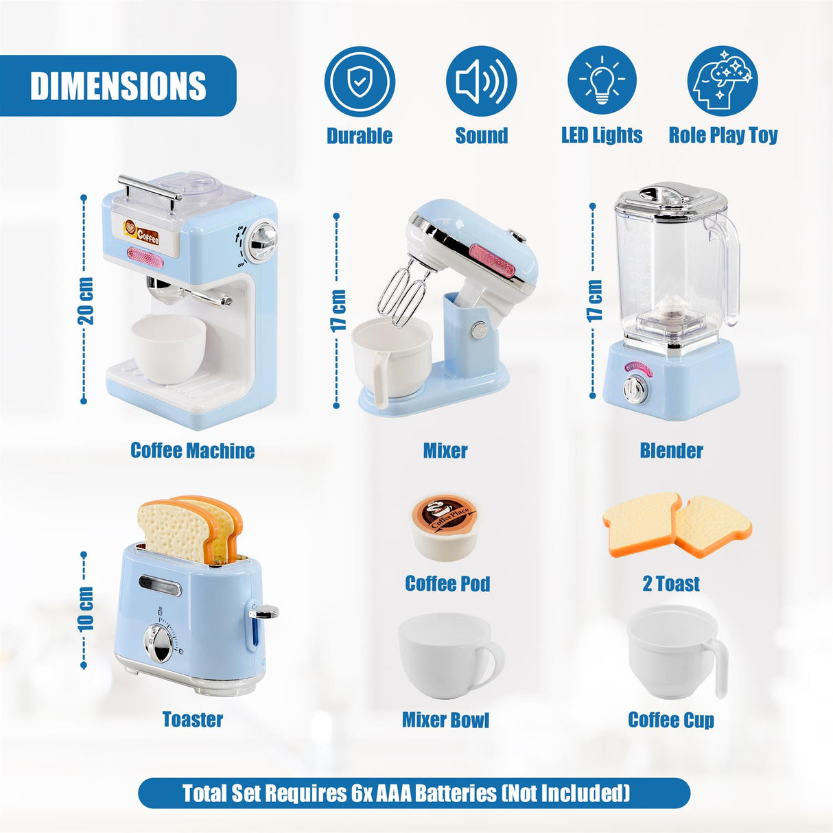 Kitchen Breakfast Pretend Play Toy 9 Pcs by The Magic Toy Shop - UKBuyZone