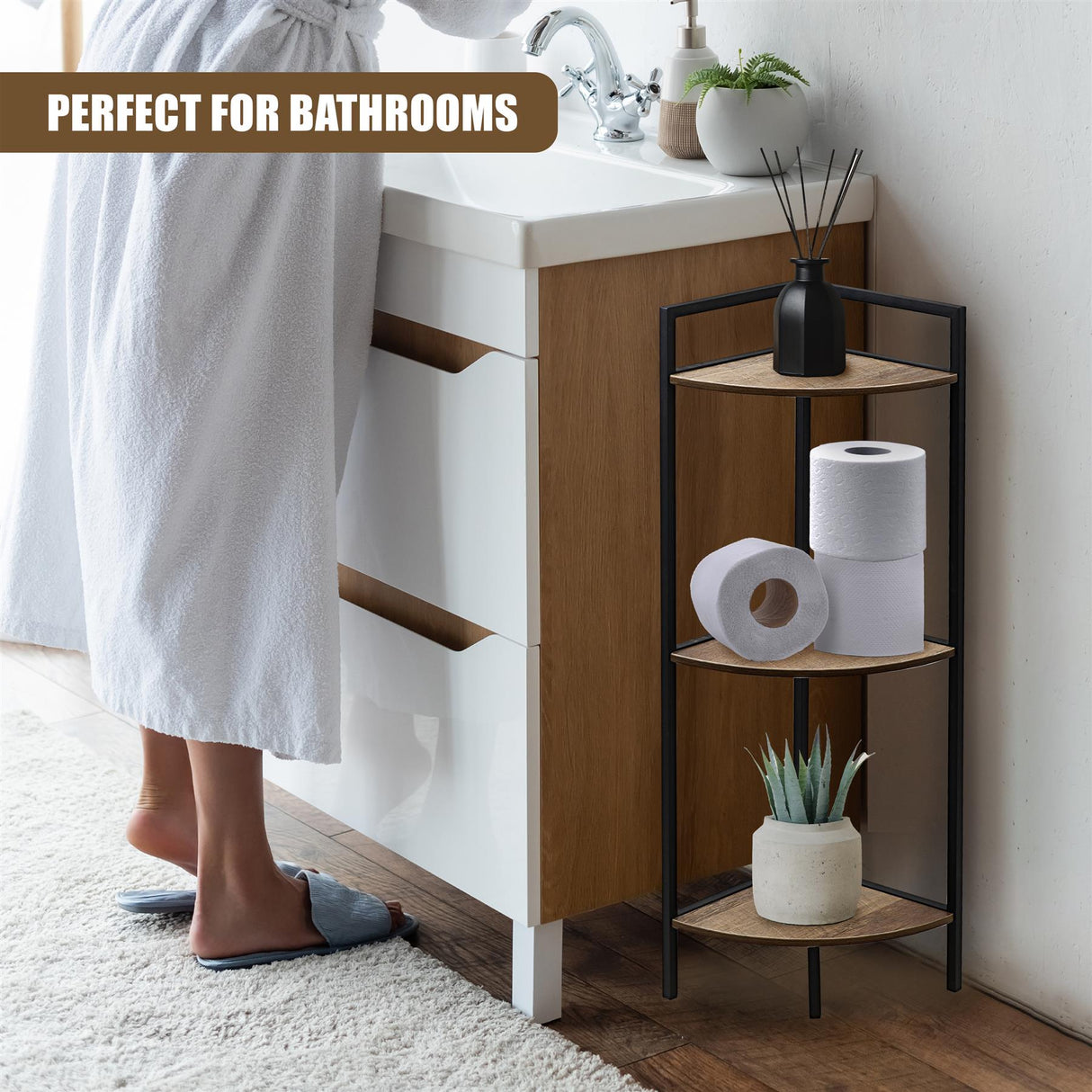 3 Tier Wooden Corner Shelf by GEEZY - UKBuyZone