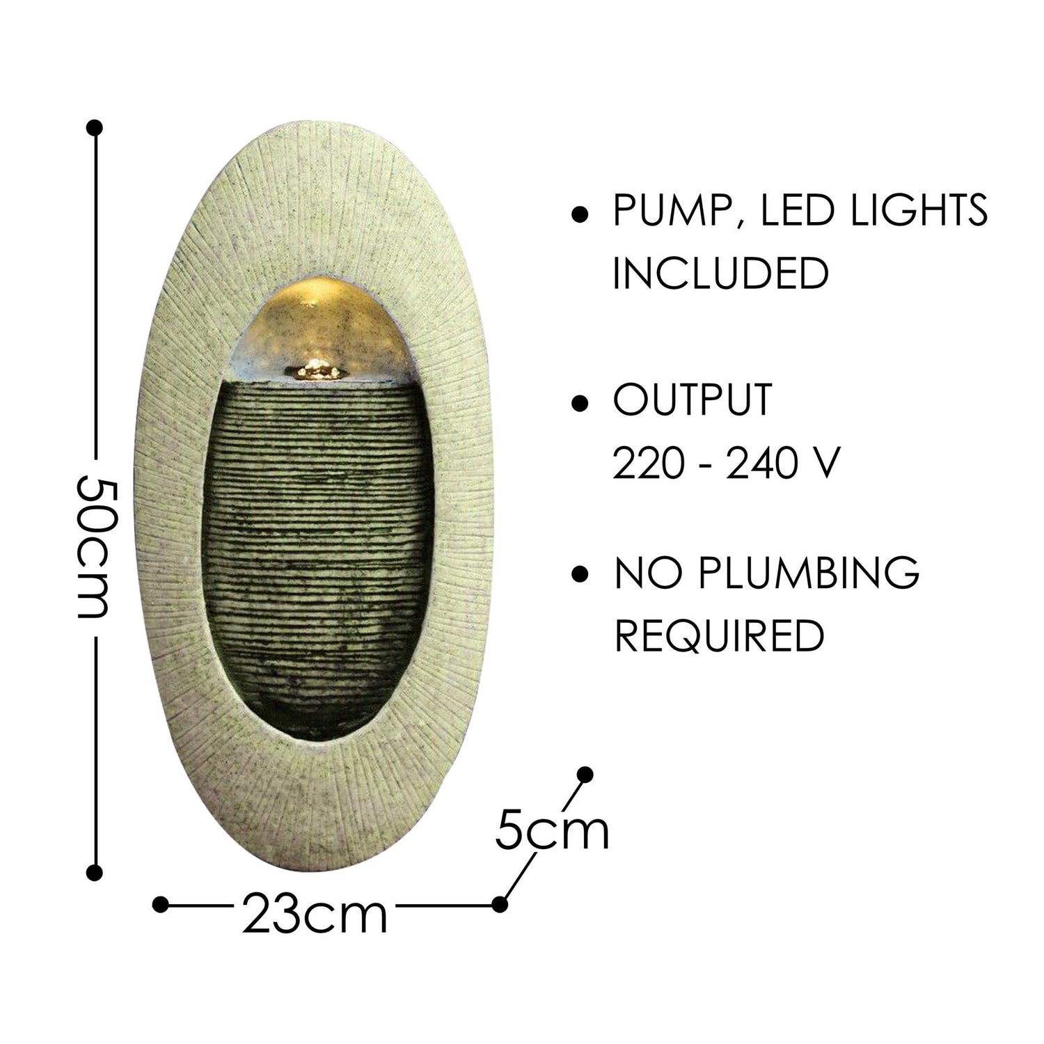 Wall Design Water Feature Outdoor With LED by GEEZY - UKBuyZone