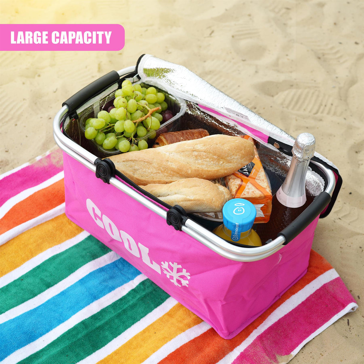 Pink Cooler Basket Bag by Geezy - UKBuyZone