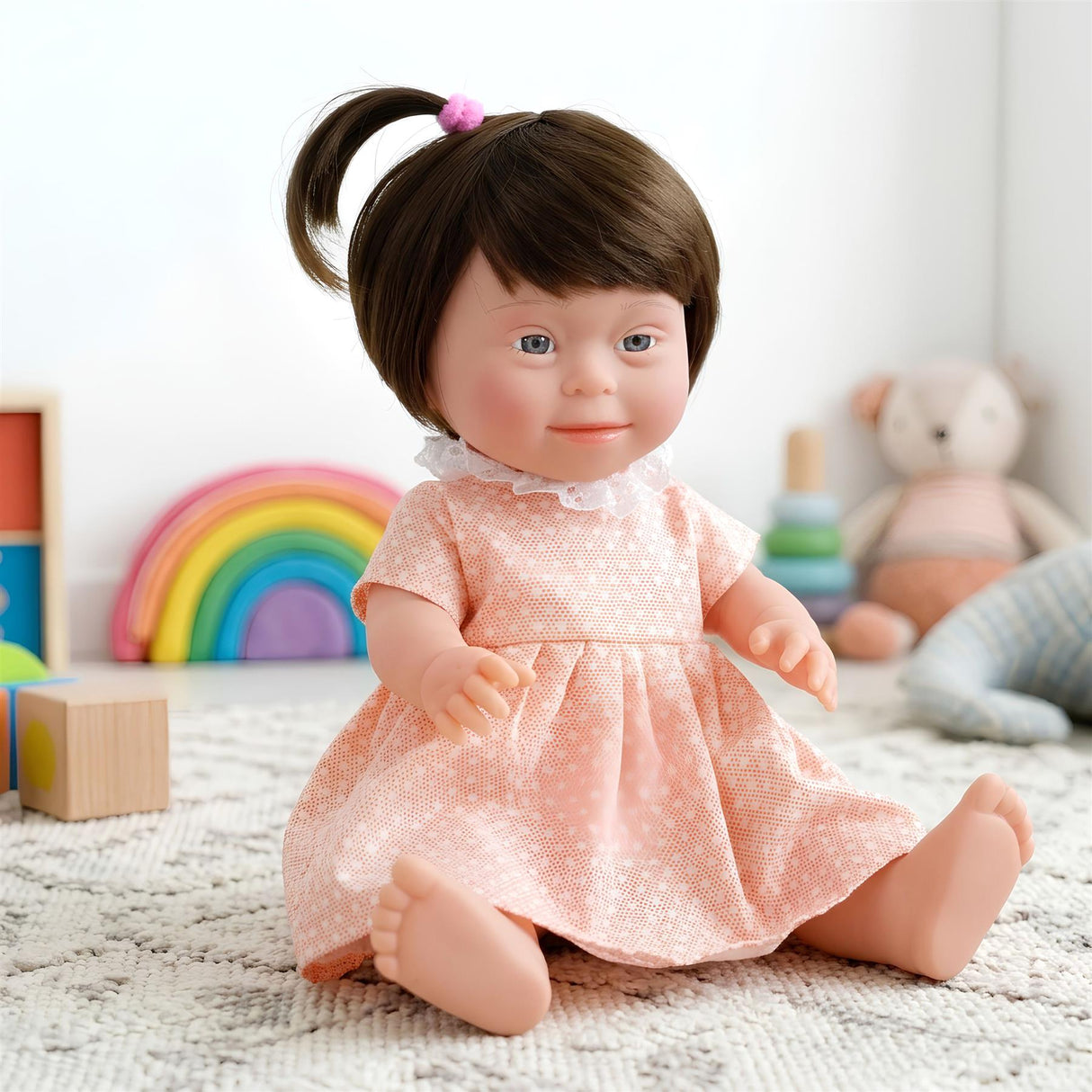 BiBi Doll Down Syndrome Girl - Brown Hair (36 cm / 14")