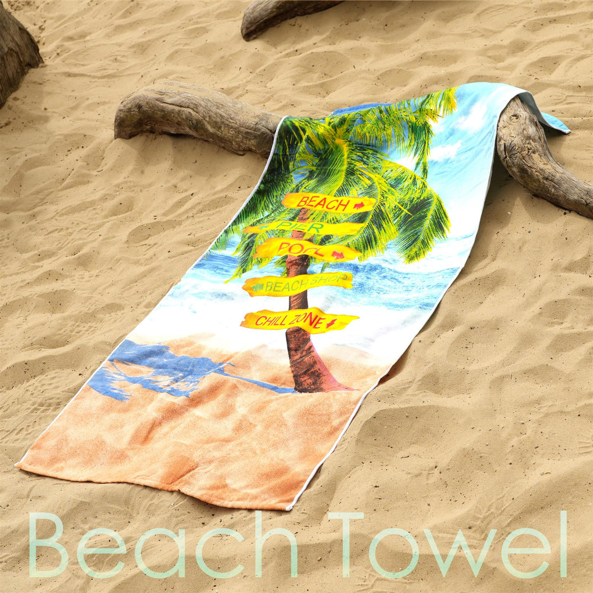 Beach Signs Design Large Towel by GEEZY - UKBuyZone