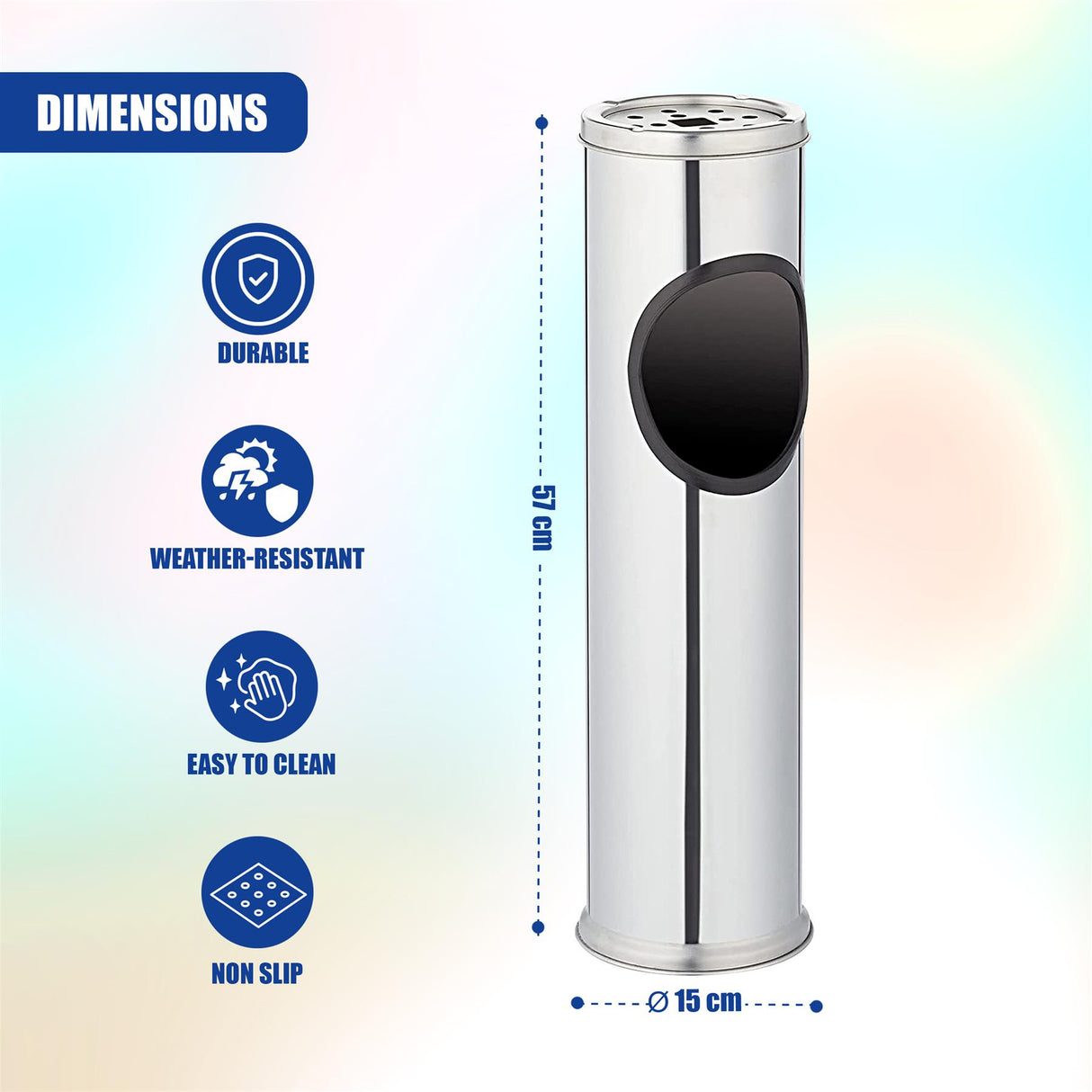 Free Standing Stainless Steel Outdoor Ashtray with Bin
