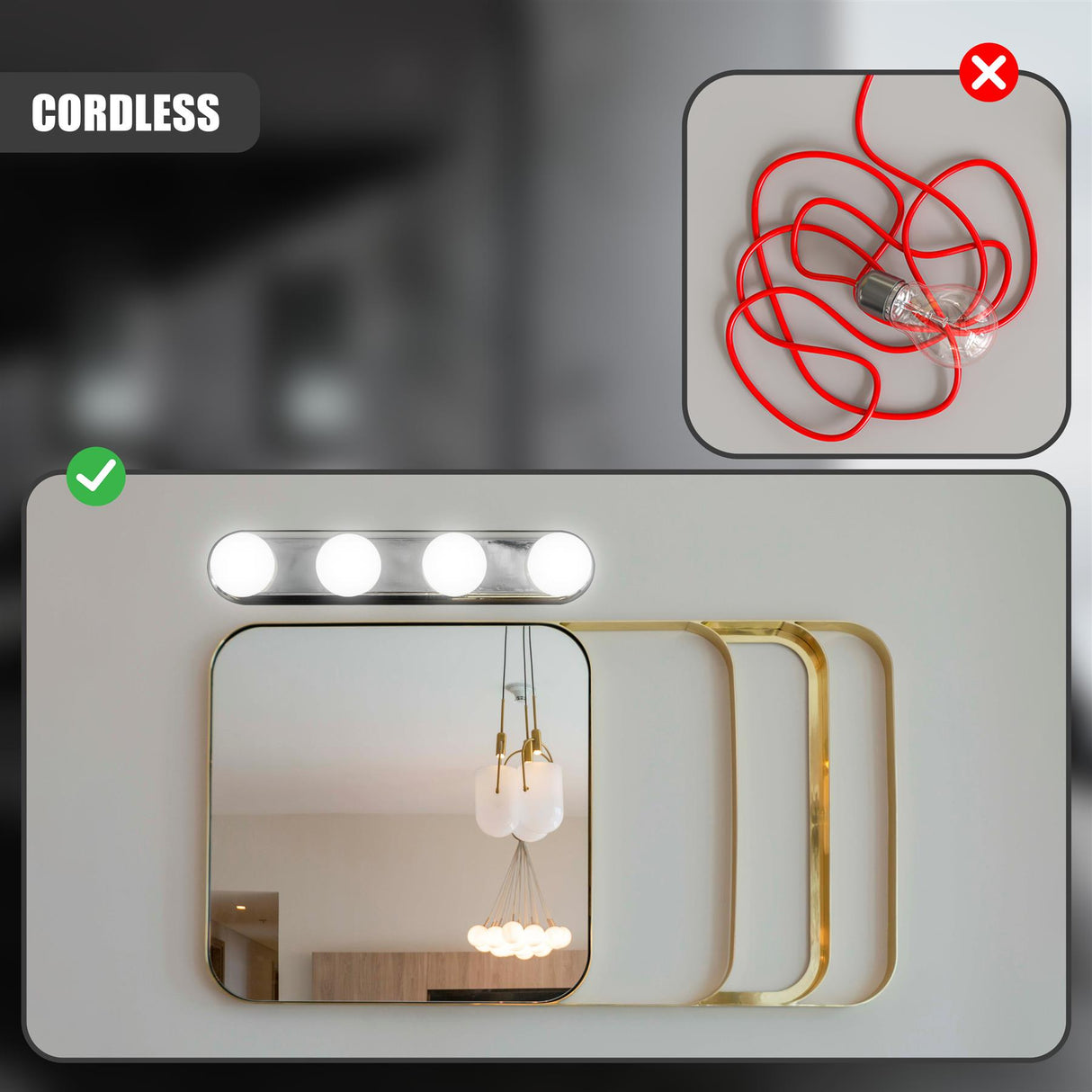 Stick-On LED Mirror Lights by GEEZY - UKBuyZone