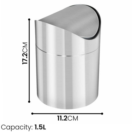 1.5 L Stainless Steel Mini Rubbish Bin by Geezy - UKBuyZone