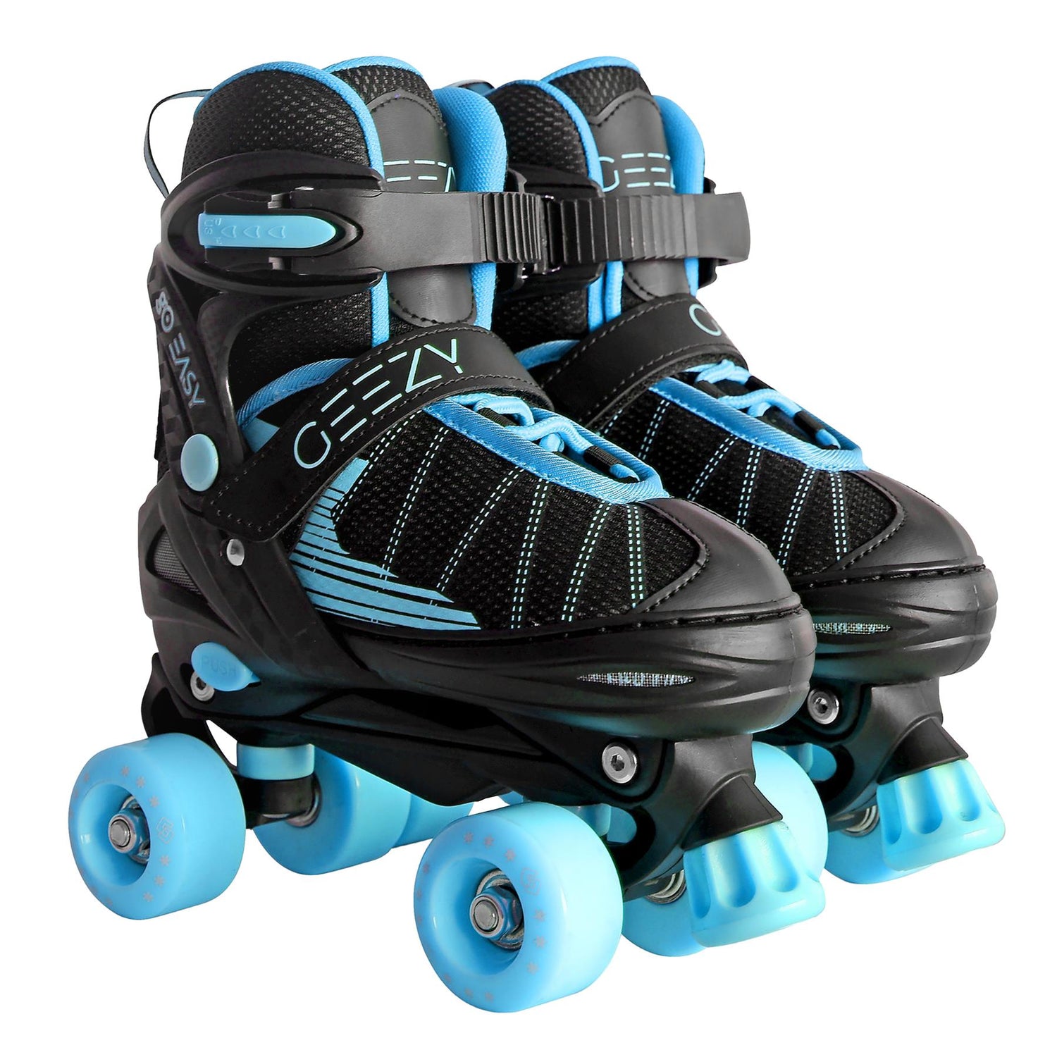 Adjustable Black & Blue Quad Roller Skates for Kids by The Magic Toy Shop - UKBuyZone