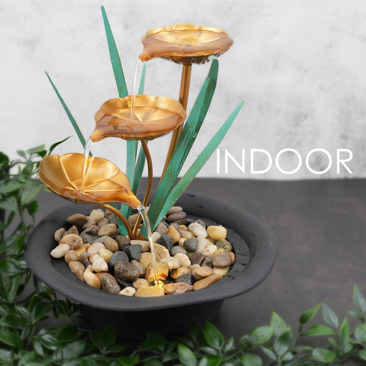 Lotus Water Feature Indoor With LED by GEEZY - UKBuyZone