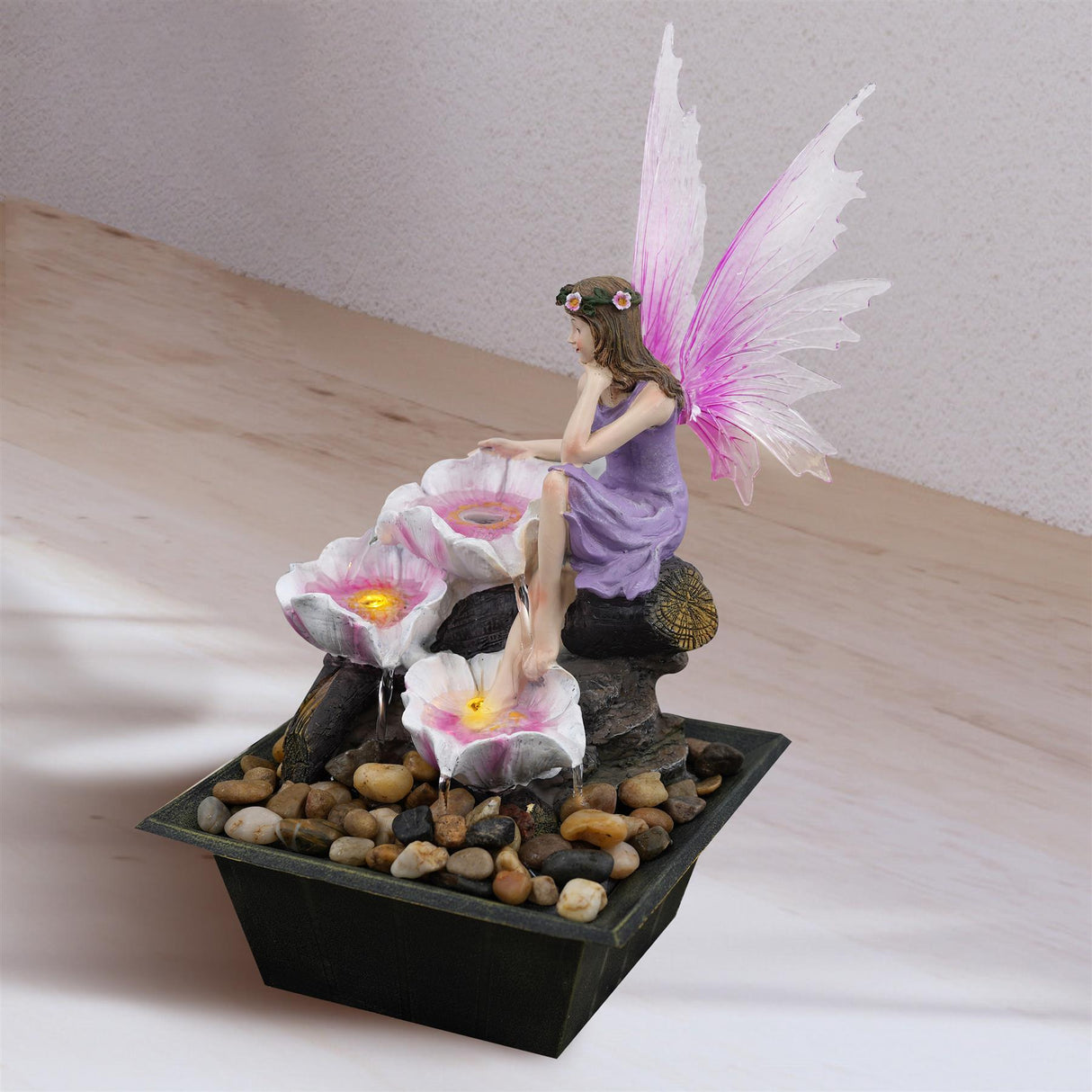 Fairy Water Feature Indoor With LED by GEEZY - UKBuyZone