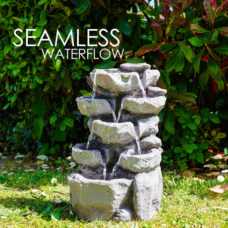 Rock Solar Water Feature Outdoor With LED by GEEZY - UKBuyZone