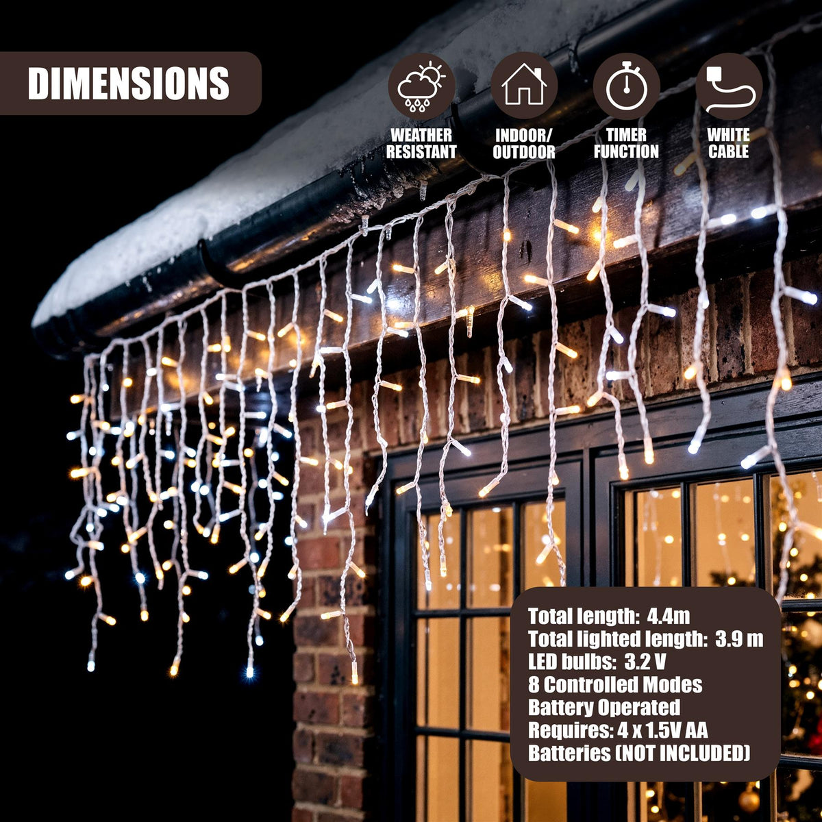 200 Warm White & White Fairy Light With Timer