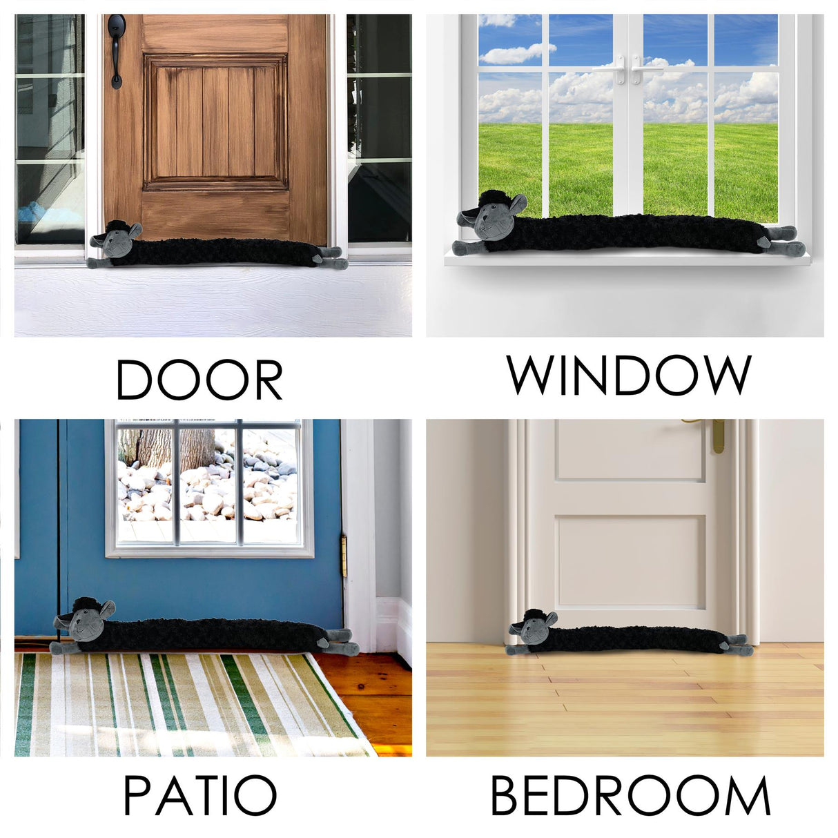 Novelty Black Sheep Draught Excluder for Doors by The Magic Toy Shop - UKBuyZone