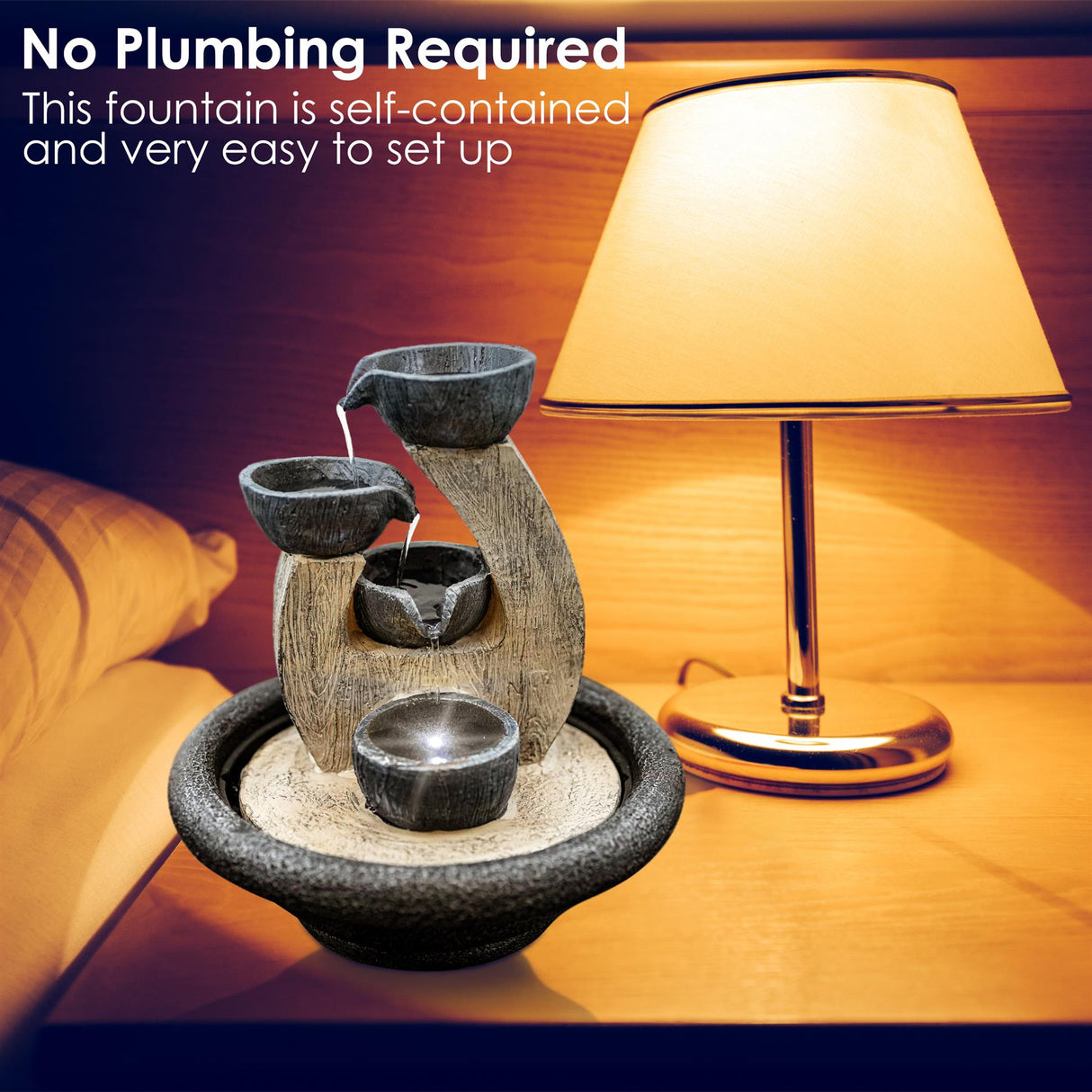 4 Bowls Water Feature Indoor With LED by GEEZY - UKBuyZone