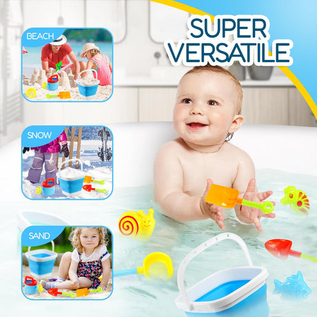 Beach Playset with Foldable Bucket Rake and Shovel by The Magic Toy Shop - UKBuyZone