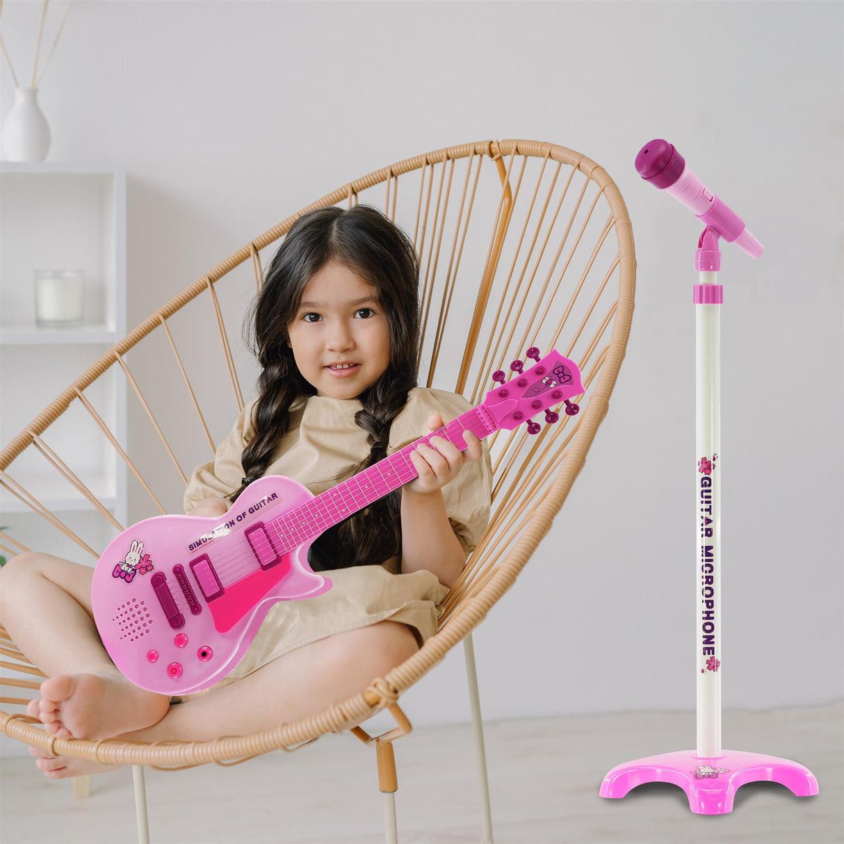 Pink Guitar Playset with Microphone & Stand by The Magic Toy Shop - UKBuyZone