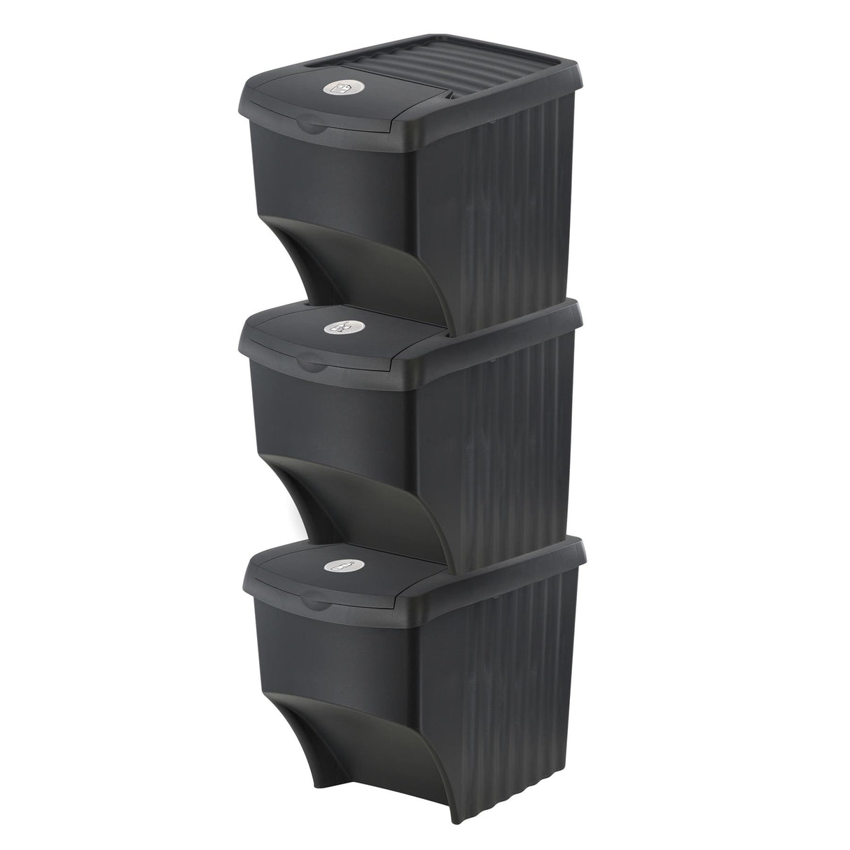 22 L set of 3 Large Plastic Waste Recycling Bin With Lids by Geezy - UKBuyZone