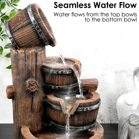 Barrel Water Feature Outdoor With LED by GEEZY - UKBuyZone